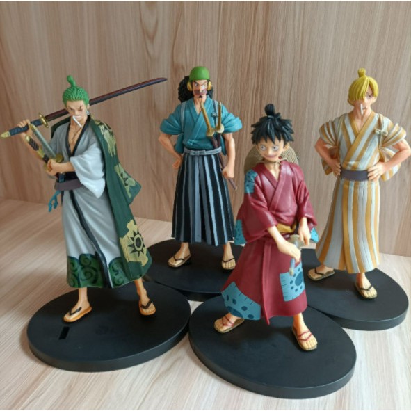 Mô hình 4 nhân vật One Piece 17cm cầm kiếm siêu ngầu, Luffy - Zoro - Usopp - Sanji