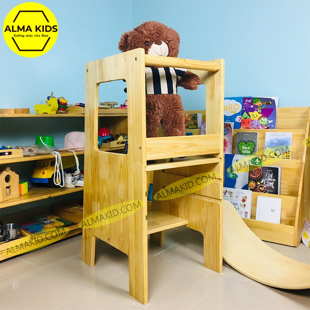 Thang Đứng Bếp Tháp Học Tập Ghế Đa Năng Cho Bé Giáo Cụ Montessori