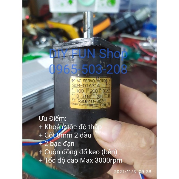 Động cơ SERVO 100w 12v-72v Max 3000rpm Khoẻ Cốt 8mm 2 đầu