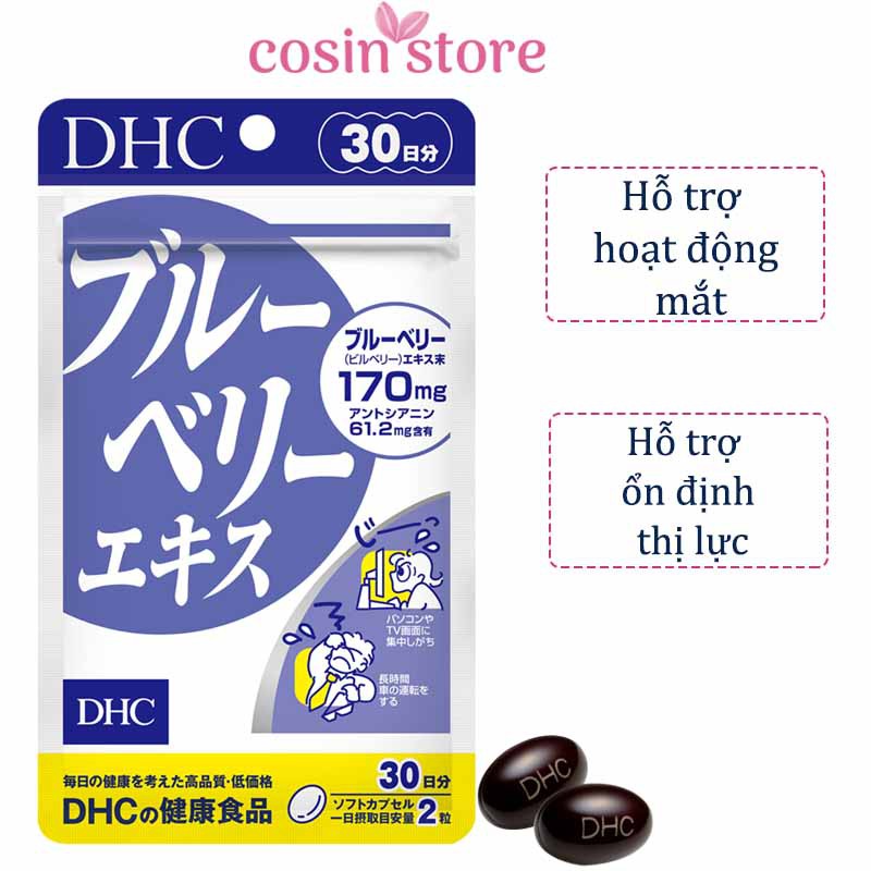 Viên Uống Bổ Mắt Việt Quất DHC Blueberry Extract Cải Thiện Thị Lực 60 Viên 30 Ngày