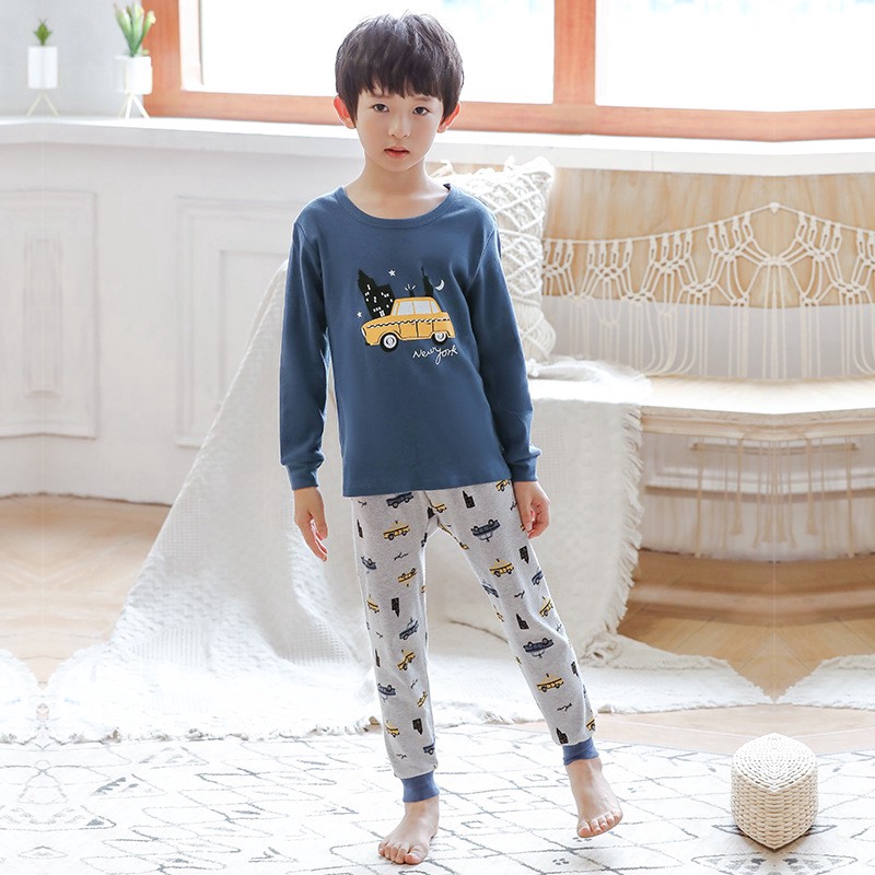 Bộ Đồ Ngủ Cotton Tay Dài In Hoạt Hình Cho Bé