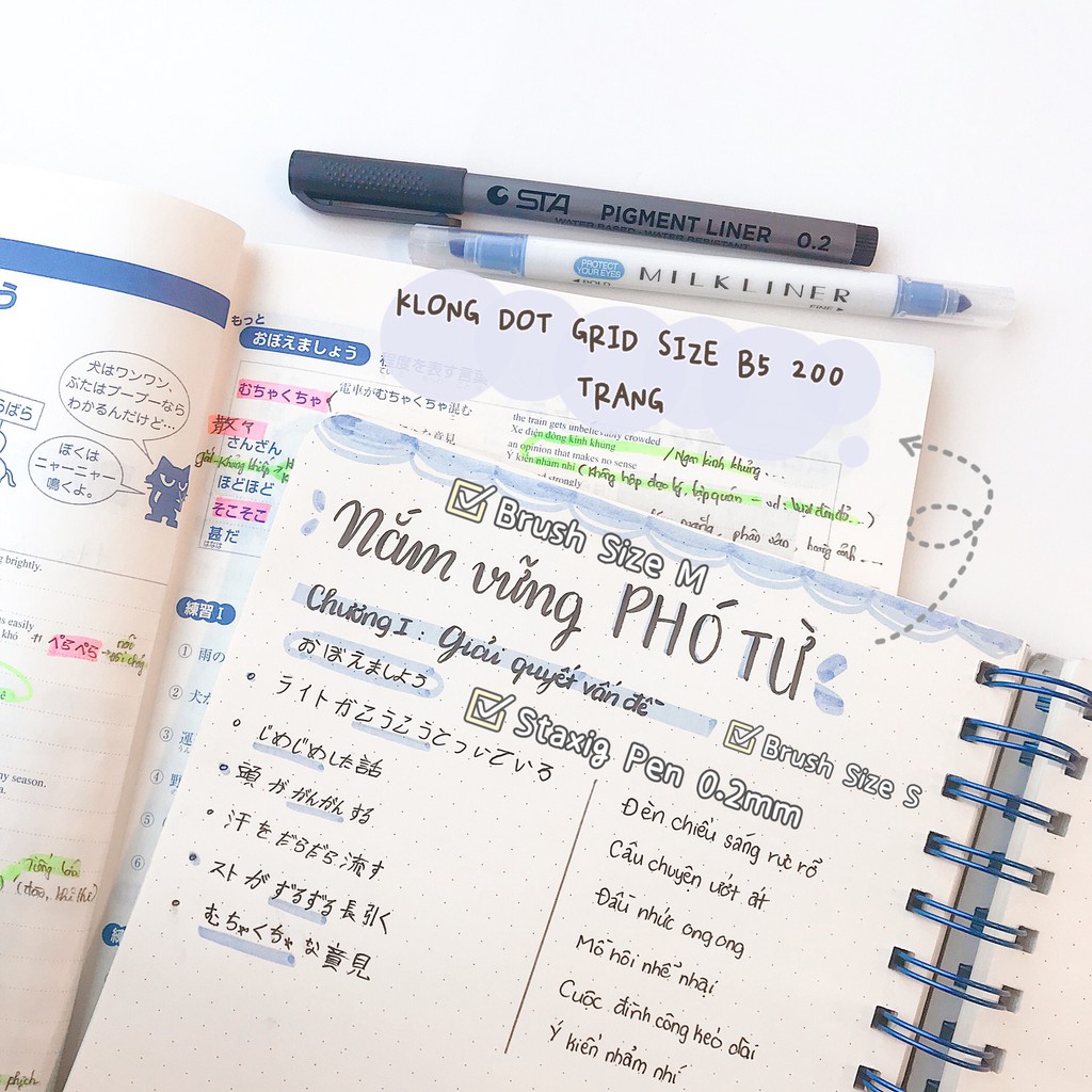 SỔ KLONG B5 200 trang SỔ RUỘT CHẤM DOT GRID GÁY LÒ XO SIÊU DÀY (ĐỌC MÔ TẢ) -SỔ BULLET JOURNAL