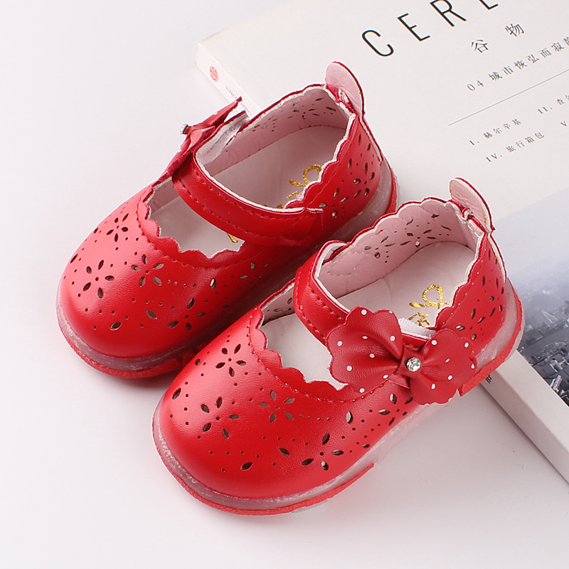 Kid Butterfly Shoe LED Girl Princess Shoes White Red Fashion Casual Baby Shoes Summer Hollow Out 0-4Yrs