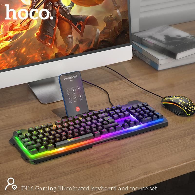 Bàn Phím Kèm Chuột Gaming Hoco Di16 LED RGB - Bảo hành 12 tháng