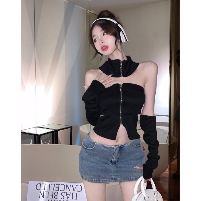 Áo Lửng Hở Rốn Ôm Dáng Hở Eo Tháo Rời Được Phong Cách Cá Tính Phong Cách Mới Cho Nữ