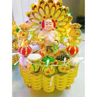 Tháp Tỏi - Tháp Thần Tài Ông Địa - Tháp ngọc thực di lạc led Chiêu Tài Hút Lộc Chưng Ban Thần Tài