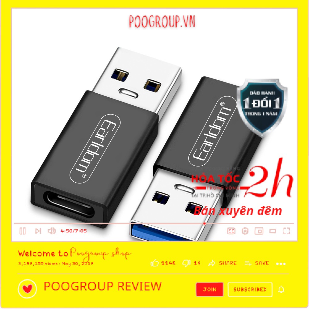 🔥CHIÍNH HÃNG🔥Đầu chuyển đổi Earldom type c sang usb và ngược lại