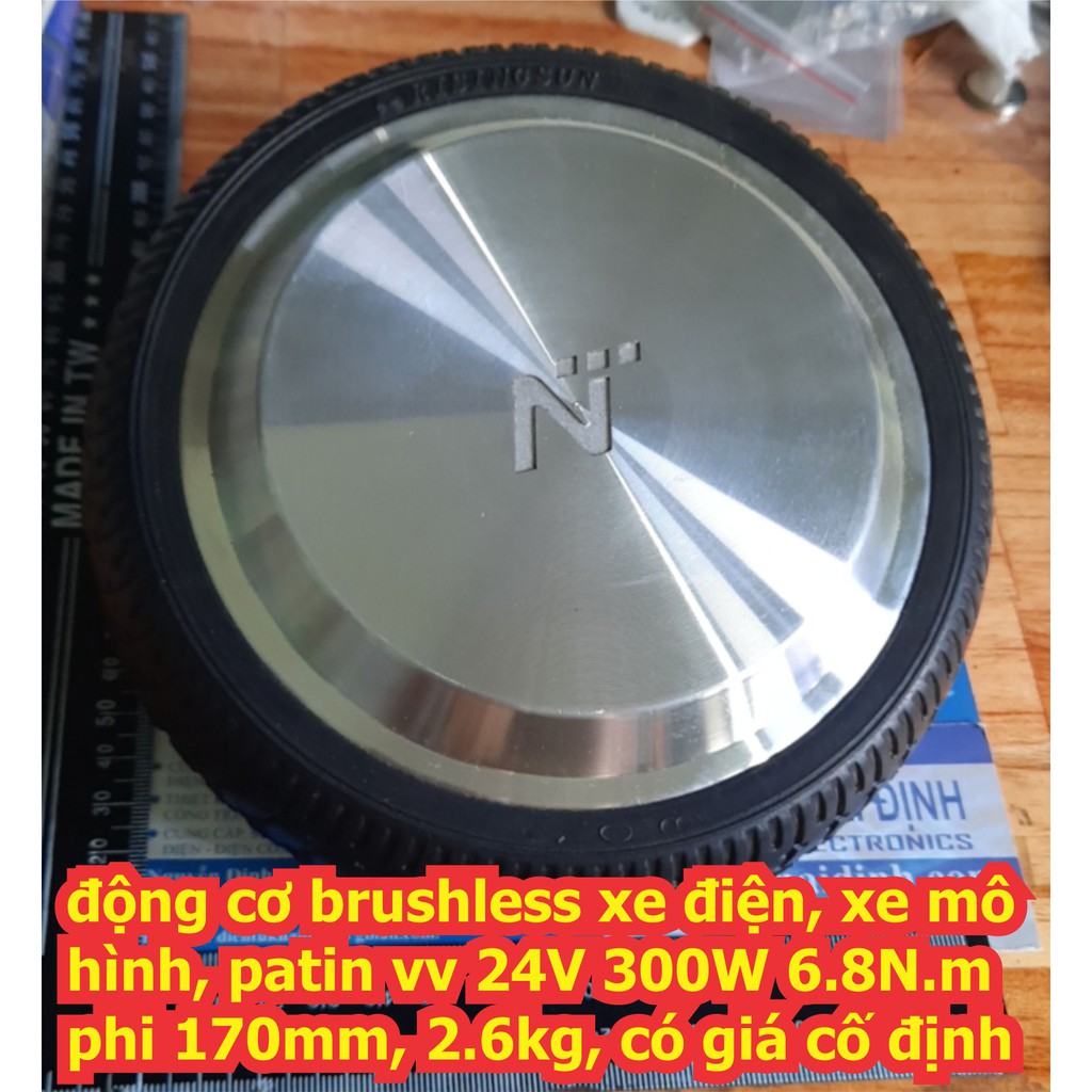 động cơ brushless không chổi than xe điện xe mô hình patin 24V 300W 6.8N.m phi 170mm 2.6kg có giá cố định kde6734