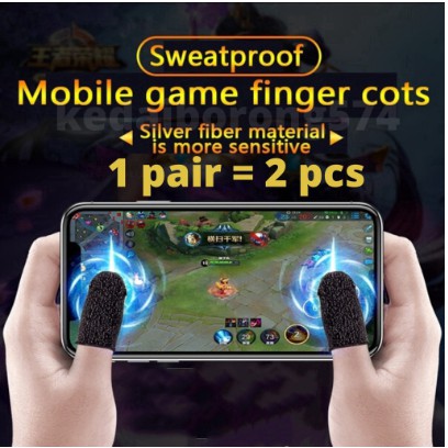1 Cặp găng bọc ngón tay (2 chiếc) chống mồ hôi chơi game điện thoại tiện dụng
