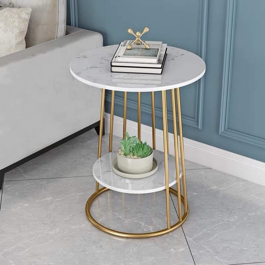 Bàn trà sofa 2 tầng Sushihome Mặt đá khung kim loại sơn tĩnh điện, dùng làm nội thất trong phòng khách phòng ngủ S3