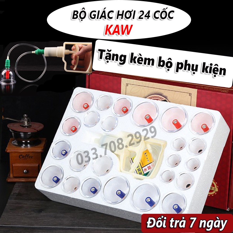 Dụng cụ sức khoẻ - Giác hơi 24 cốc - Dụng cụ giác hơi tại nhà không dùng lửa - An toàn tuyệt đối - BH 1 đổi 1 toàn quốc