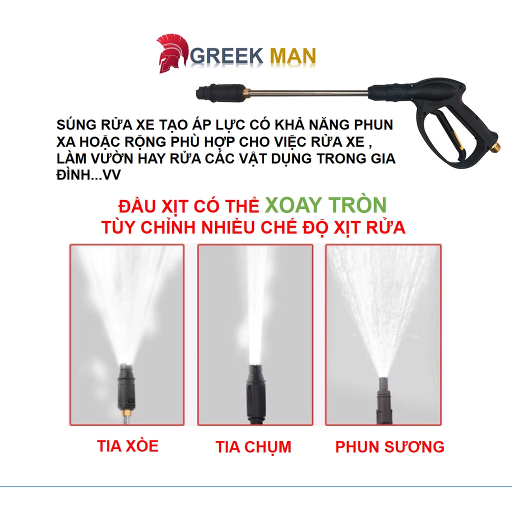 Máy rửa xe | máy rửa Greeck man có chỉnh áp | bảo hành 24 tháng chính hãng