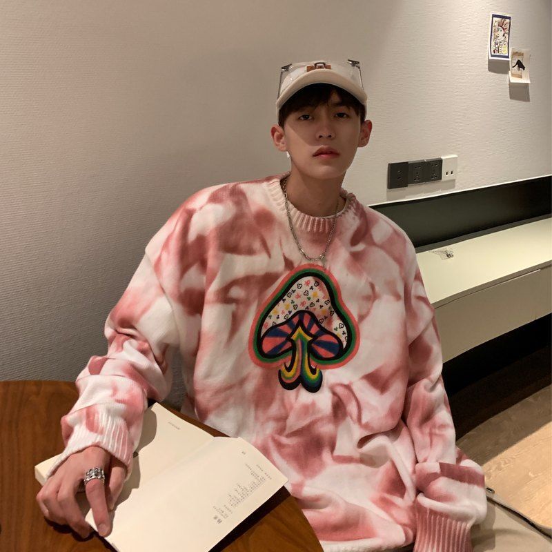 Áo sweater cổ tròn in họa tiết kiểu retro Mỹ thời trang thu đông cho nam 2021