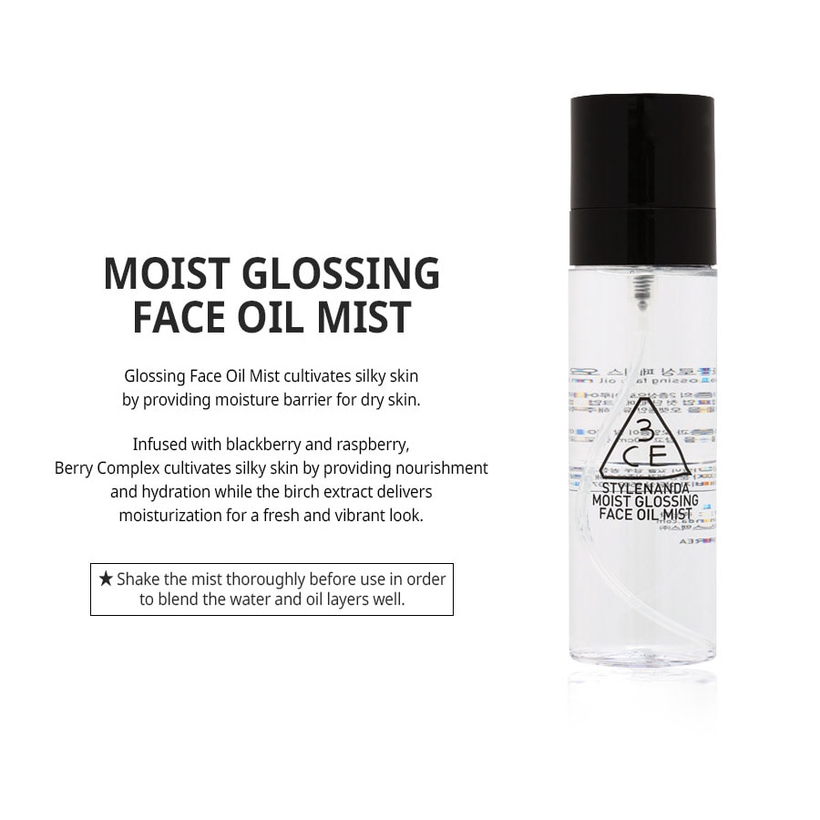 Xịt khóa lớp trang điểm kiềm dầu cấp ẩm 3CE MOIST GLOSSING FACE OIL MIST - 3CE VietNam Leemin | BigBuy360 - bigbuy360.vn