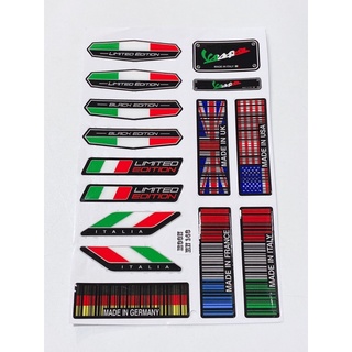 Decal nổi Vespa italia 3 sọc, tem cao cấp cấp không bay màu