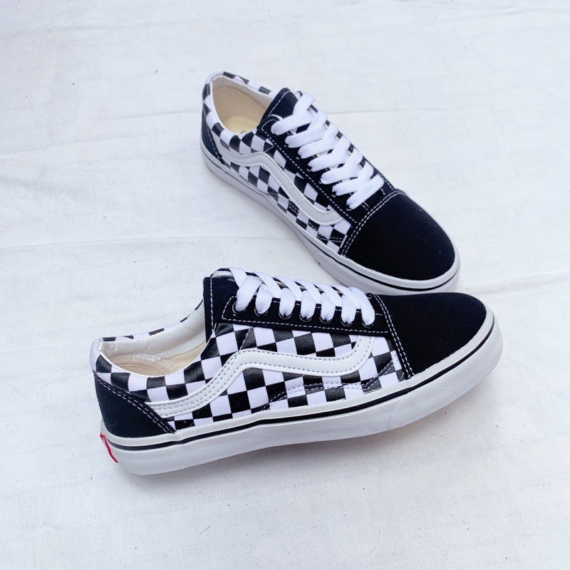 Giày thể thao nam nữ vans old skool caro đen trắng thời trang