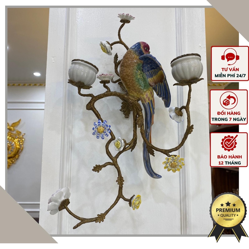 Cặp chân nến vẹt treo tường tân cổ điển DECOR-22
