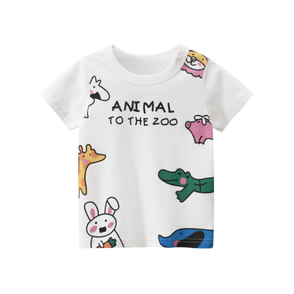 Áo thun bé gái 27Home in hình animals dễ thương chất liệu 100% cotton an toàn cho bé hàng chuẩn xuất Âu Mỹ