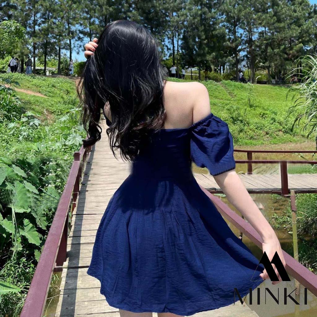 ĐẦM YẾM CỘT TAY BỒNG DÁNG XOÈ - CHẤT LIỆU CAO CẤP - MÀU XANH THAN / TRẮNG / ĐỎ / VÀNG | BigBuy360 - bigbuy360.vn