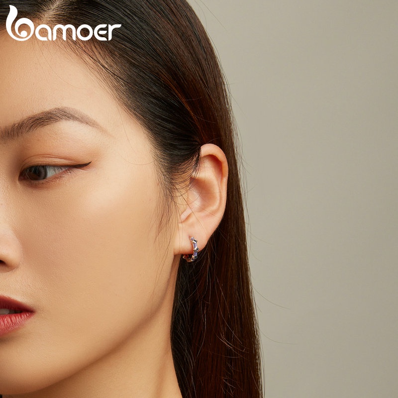 BAMOER Bông Tai Xi bạc 925 Hình Cột Sống