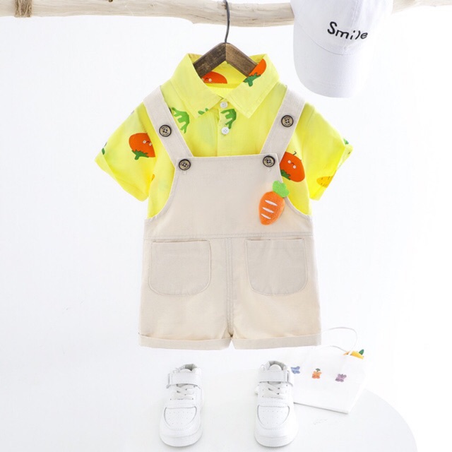 Set bộ yếm sơ mi cho bé trai