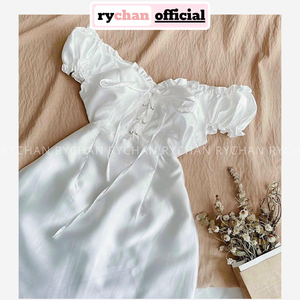 Đầm Xòe Trắng Đan Dây Ngực Lót Trong Dày Dặn [Ảnh Thật Cuối]  - DX0044