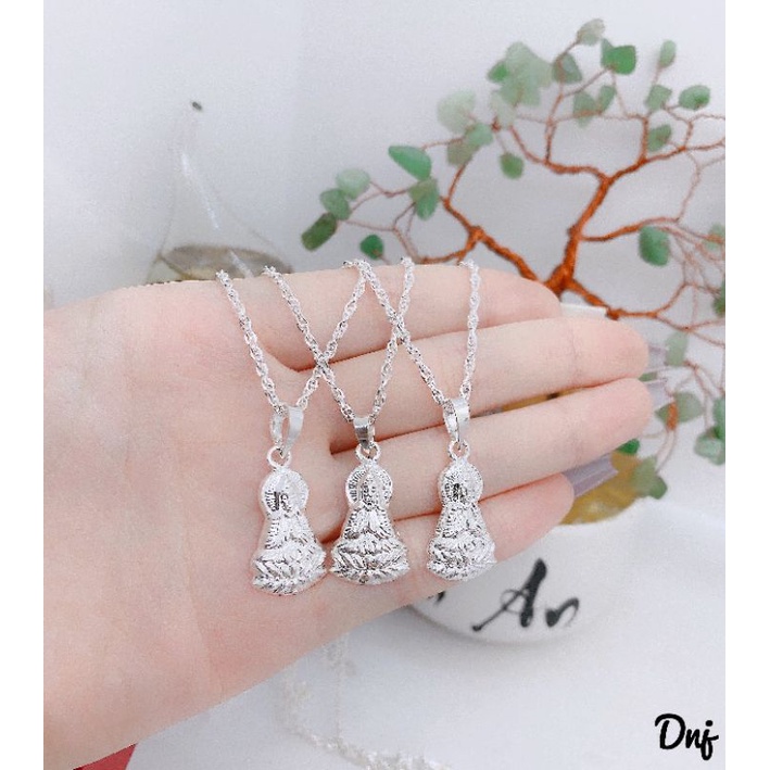 DÂY CHUYỀN MẶT PHẬT BÀ QUAN ÂM BẠC TA MAY MẮN BÌNH AN