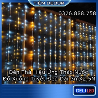 Đèn Led Trang Trí Mành Thác Nước ⚡𝗛𝗶𝗲̣̂𝘂 𝗨̛́𝗻𝗴 𝗧𝗵𝗮́𝗰 Đ𝗼̂̉ 𝗫𝘂𝗼̂́𝗻𝗴⚡  Rộng 3M X Dài 3M, Đèn Mành Trang Trí Noel, Tết