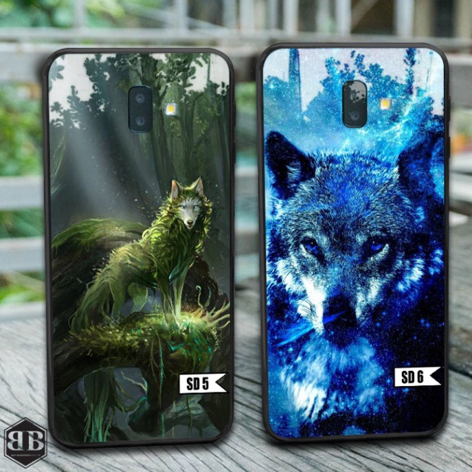 Ốp lưng kính cường lực Samsung Galaxy J6 Plus  sói đêm hoang dã