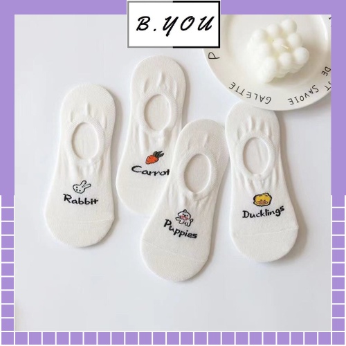 Tất nữ không cổ họa tiết cà rốt phong cách hàn quốc xinh xắn đáng yêu chất liệu co dãn thấm hút mồ hôi