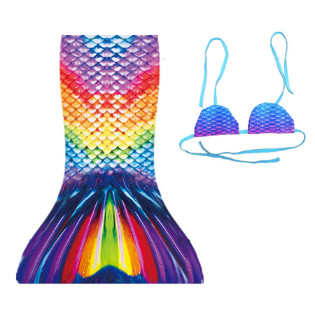 Bộ Đồ Bơi 2 Mảnh Áo + Chân Váy Đuôi Nàng Tiên Cá Họa Tiết Dải Ngân Hà Dành Cho Bé Gái