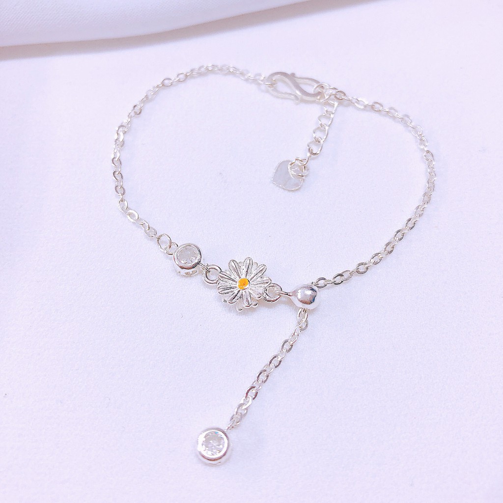 [Xả hàng] Lắc tay nữ bạc ta hoa cúc xinh xắn/ Lắc bạc JQN