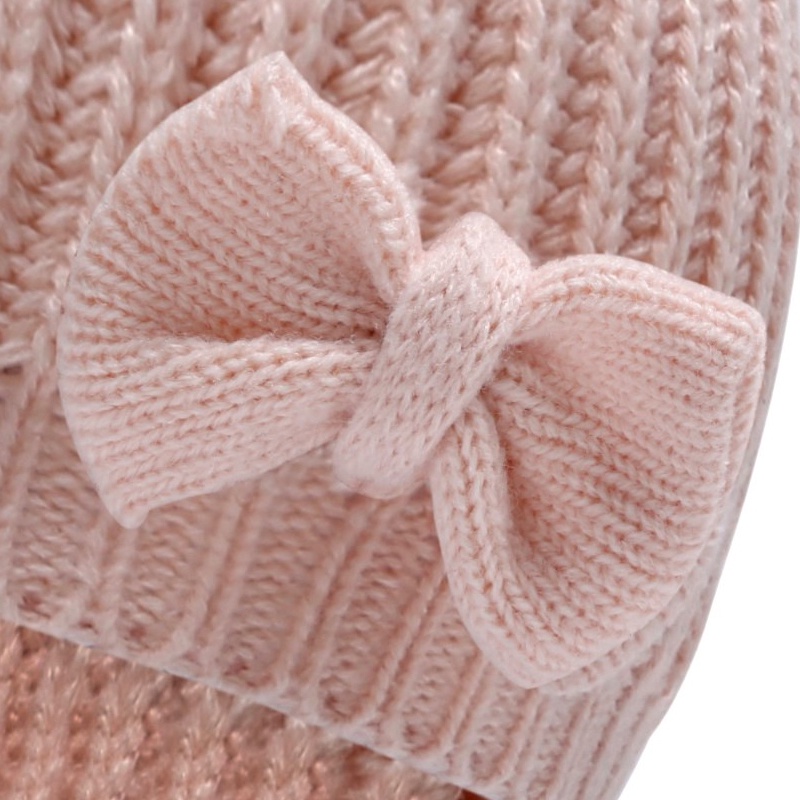 Mũ Len Beanie Đính Nơ Cho Trẻ Sơ Sinh
