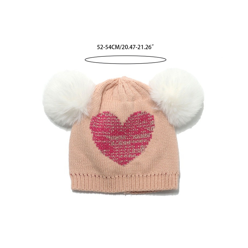 Mũ Len Beanie Dệt Kim Đính 2 Quả Bông Bảo Vệ Tai Thời Trang Thu Đông Cho Bé