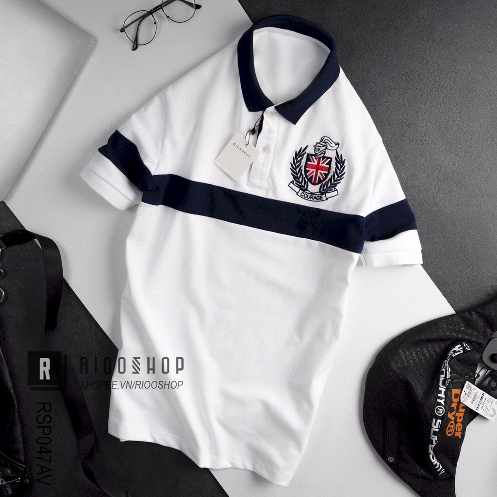 Áo thun nam polo đẹp Heyboy phối viền logo thêu tinh tế RSP047AV - áo phông nam có cổ Riooshop