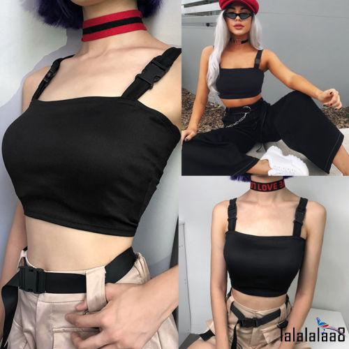 Áo thun không tay có khóa gài cá tính cho nữ | BigBuy360 - bigbuy360.vn