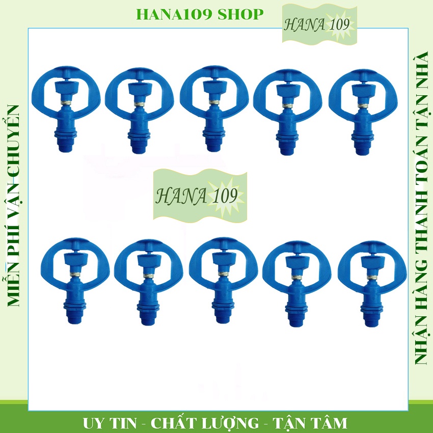 Bộ 10 béc tưới cây phun mưa trục xoay phủ 360 độ chuyên dùng tưới cây ăn trái, rau màu, cỏ trồng, cây công nghiệp.