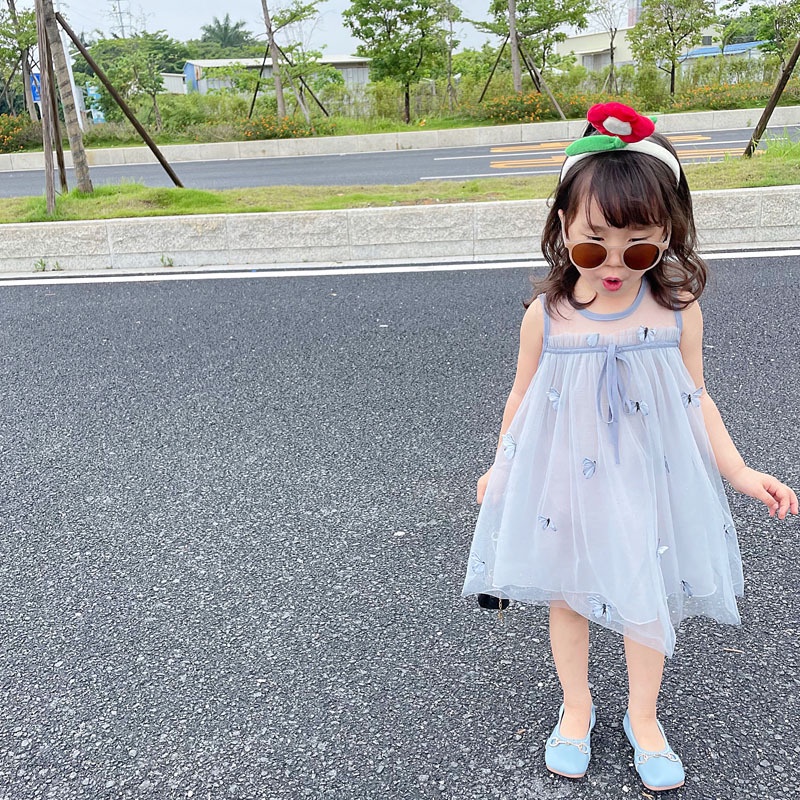 Đầm Xoè Tutu Sát Nách Hoạ Tiết Bướm Dễ Thương Cho Bé