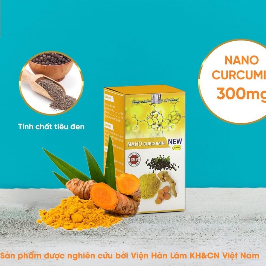 NANO CURCUMIN NEW – Hỗ trợ giảm đau dạ dày – tá tràng, phục hồi sức khỏe phụ nữ sau sinh, mới ốm dậy (60 viên)