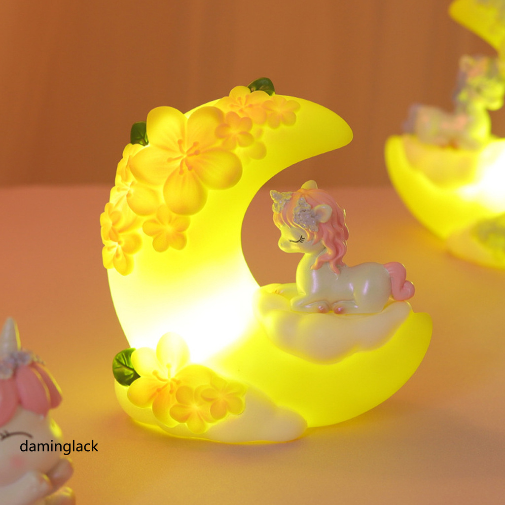 daminglack Cute Moon Cartoon Horse Girl Kids Gift LED Night Light Home Bedroom Ornament