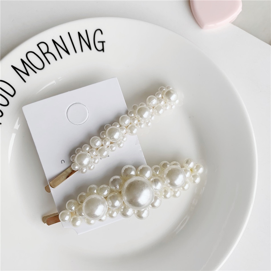 Kẹp tóc đính hạt cổ điển phong cách Hàn Quốc,  phụ kiện kẹp tóc nữ thời trang Filibra KT037