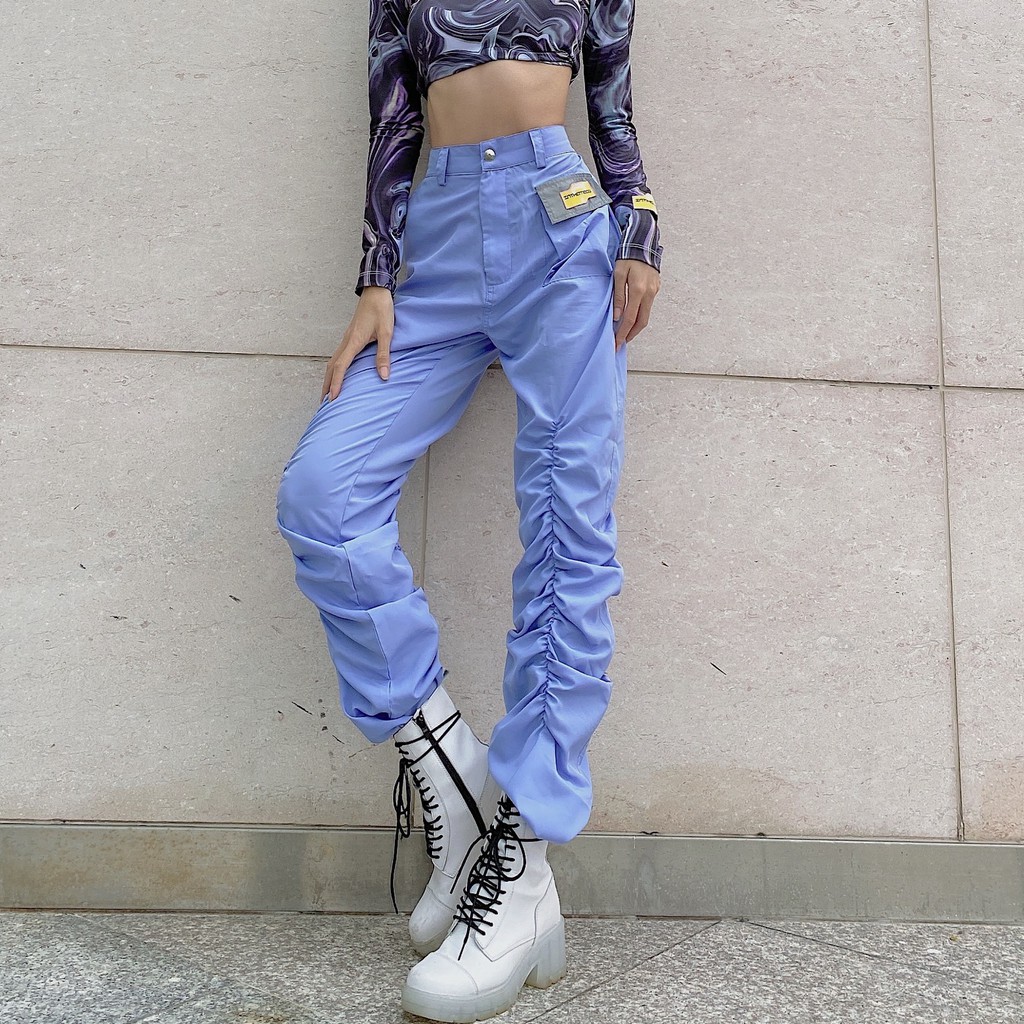 Quần tím dài ống nhún - Purple Wave Pants