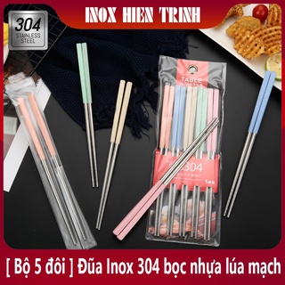 Đũa Inox 304 cao cấp bọc nhựa lúa mạch - Inox cao cấp HT