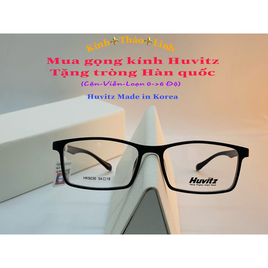 Gọng kính cận nam nữ mắt vuông Huvitz nhựa dẻo cao cấp nhiều màu- HK9036