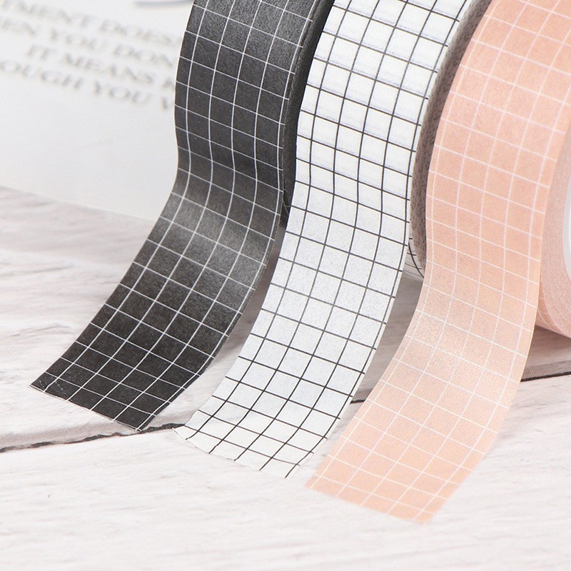 Cuộn băng dính washi tape caro trang trí sổ , bullet journal (dài 10m)