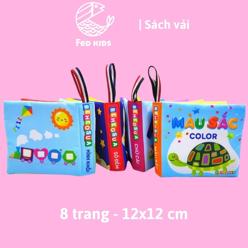 Sách vải song ngữ cho bé phát triển tư duy và trí tuệ, FEDBABY - 12x12 cm, 8 trang
