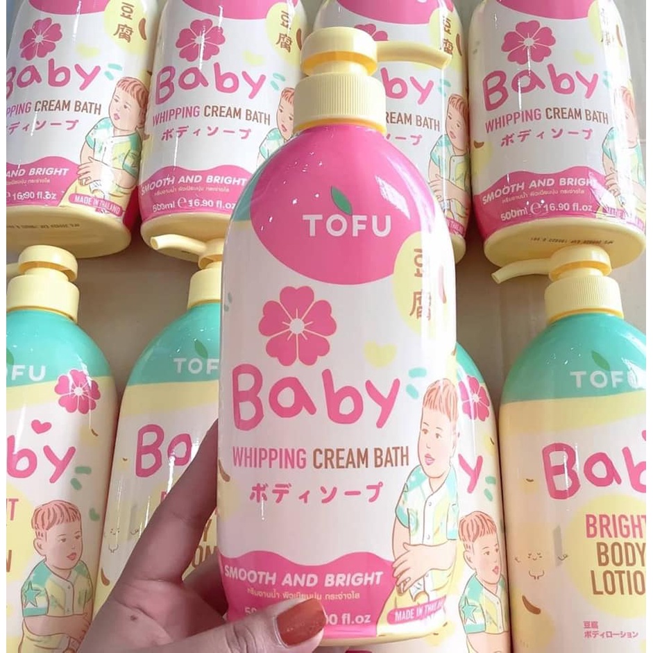 Sữa Tắm Dưỡng Trắng Mềm Mịn Da Tàu Hủ Tofu Baby Whipping Cream Bath 500ml Thái Lan | BigBuy360 - bigbuy360.vn