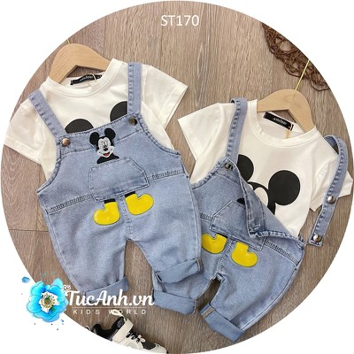 Bộ Bé Trai Yếm Mickey Áo Phông Trắng - TucAnh