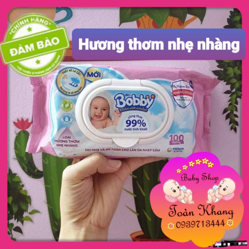 ♨️SALE TRI ÂN♨️KHĂN ƯỚT BOBBY KHÔNG MÙI HƯƠNG_CÓ MÙI HƯƠNG 100 TỜ