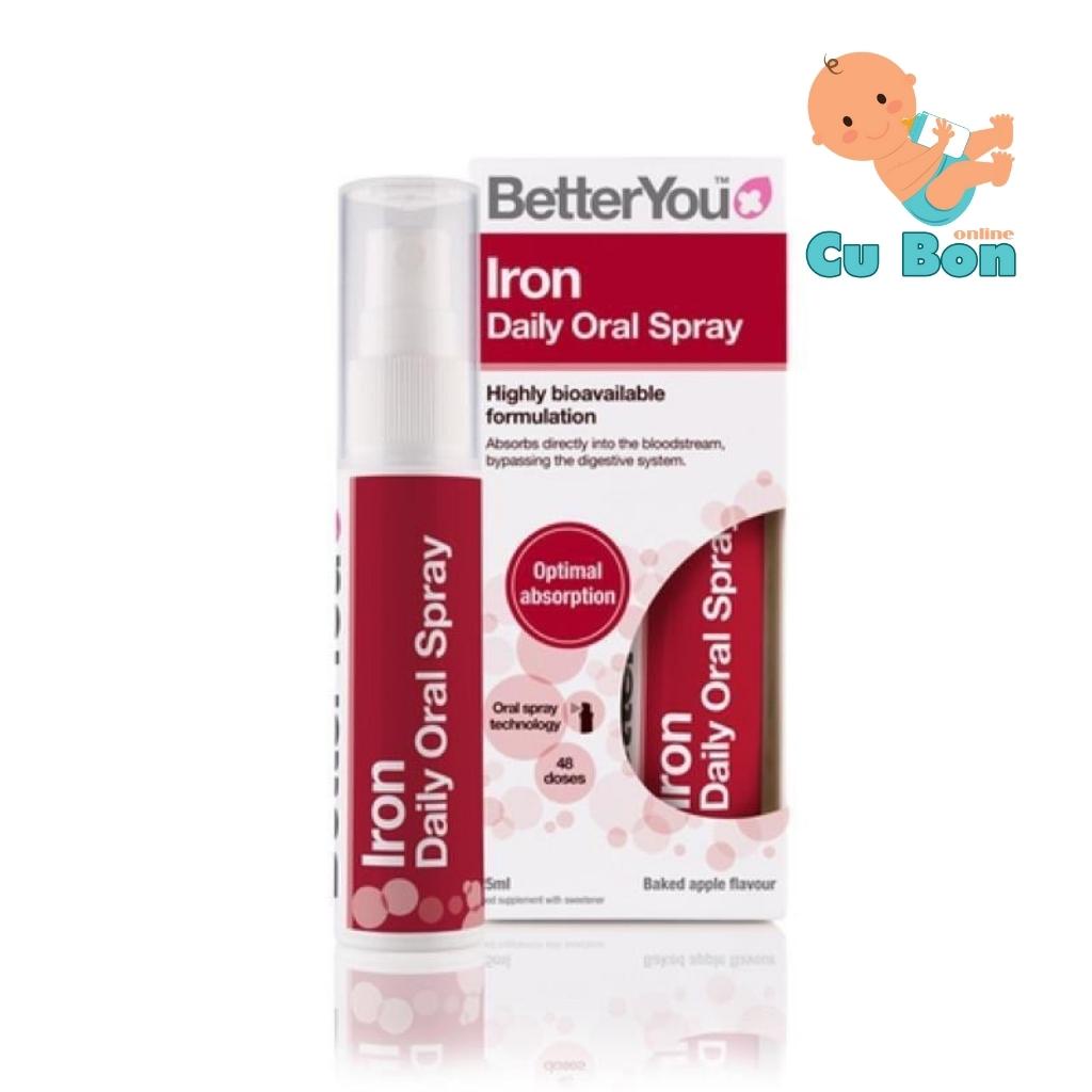 Bổ Sung Sắt Dạng Xịt Cho mẹ và Bé Better You Iron Daily Oral Spray 25ml của Anh